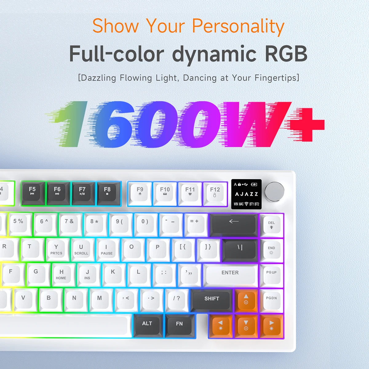 아자즈 AF82 최신형 82키 트라이 모드 RGB 백라이트 게이밍 키보드 초장수명 4000mAh 배터리 탑재