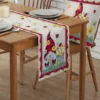 Spring Gnome Ladybird Flowers Linen Table Runner Dresser Scarves Table Decor Farmhouse Kitchen Dining Table Runner Party Decor 2