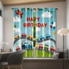 2pcs, Curtain Cartoon car train colorful Versatile Polyester,Without Electricity Birthday Party Perfect for Classroom decoration 2