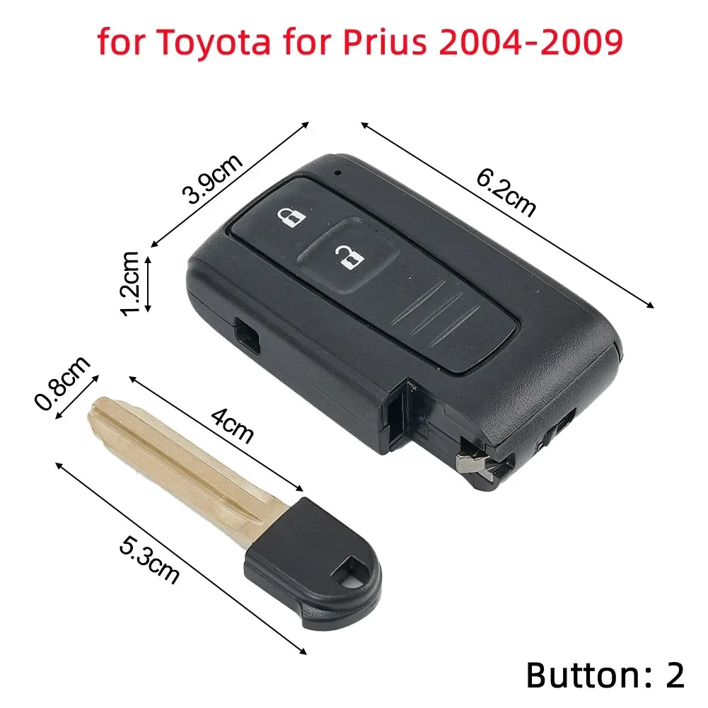 Key Shell 1set for Toyota Prius 2004-2009 2 Button Replacement Damaged Key Fob Uncut Blade