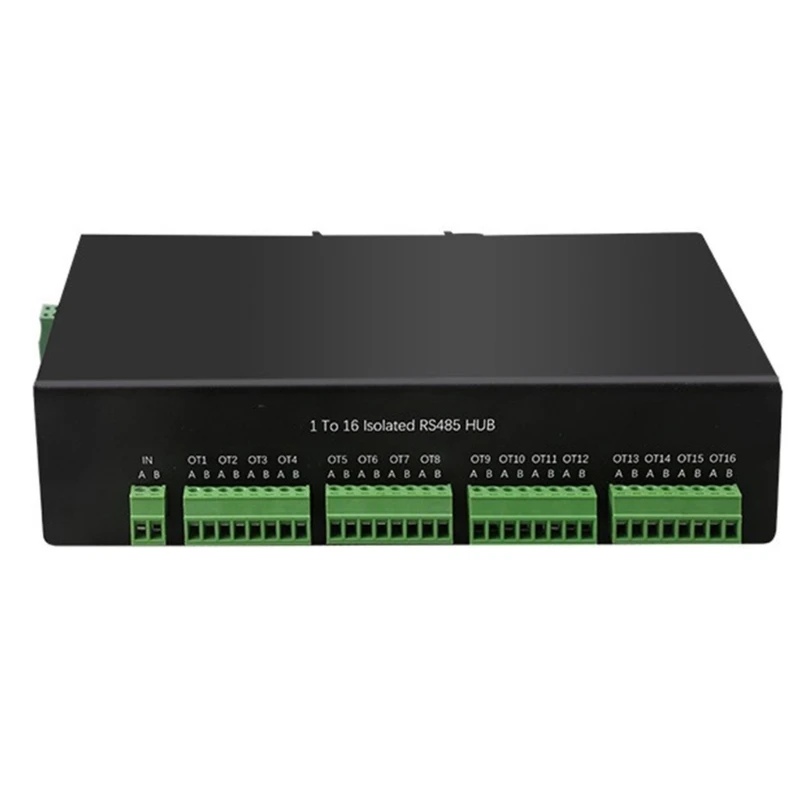 RS485 Hub 16-Channel RS485 Splitter 16-Port 485 Sharer Splitter 1 In 16 Out Industrial-Grade Isolated HUB