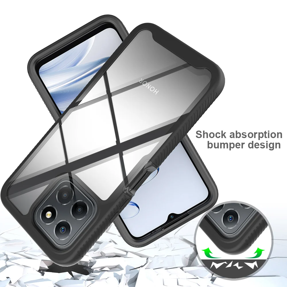 360-Degree Protection Armor Phone Case with Shockproof Clear Acrylic Back Cover