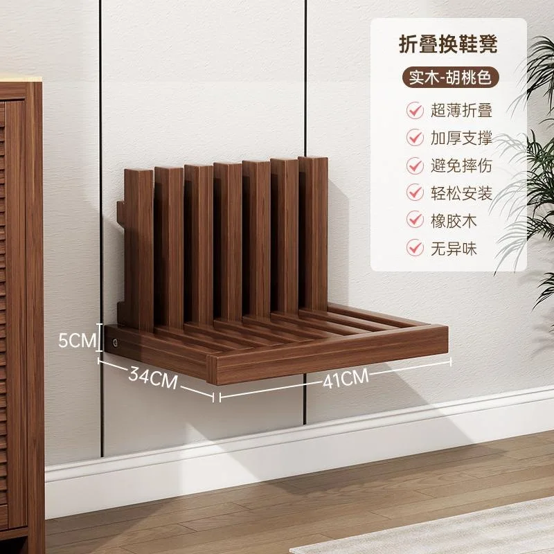 Wood Folding stool chair Wall mounted stools Hanging Storage upholstered bench stool Vanity chair Space saving furniture