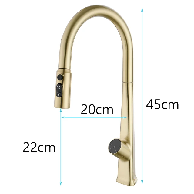 ก๊อกน้ำอ่างล้างจานแบบหรูหราทันสมัย พร้อมเซ็นเซอร์ ควบคุมน้ำร้อนน้ำเย็น แบบดึงออกได้ แสดงอุณหภูมิ ระบบสัมผัส 6