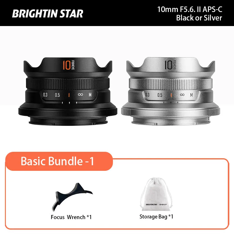 브라이트인 스타 10mm F5.6 II 어안렌즈 광각 APS-C 미러리스 카메라 렌즈 (M4/3, 캐논 EF-M, EOS R,  E, 니콘 Z, 후지 XF, FX 호환)