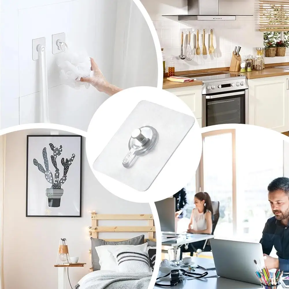 Description Picture 5 of item10Pcs Self Adhesive Hooks Hanging Holder Shelf Hook For Kitchen Bathroom Wall Storage Rack Fixing Stickers Gadgets