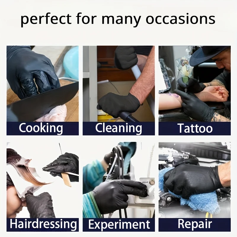 100PCS Disposable BLack Nitrile Gloves Kitchen Cooking Latex Free WaterProof Durable Working Tattoo Gloves Dishwashing disposable gloves dishwashing gloves nitrile gloves safety gloves protective gloves cleaning gloves