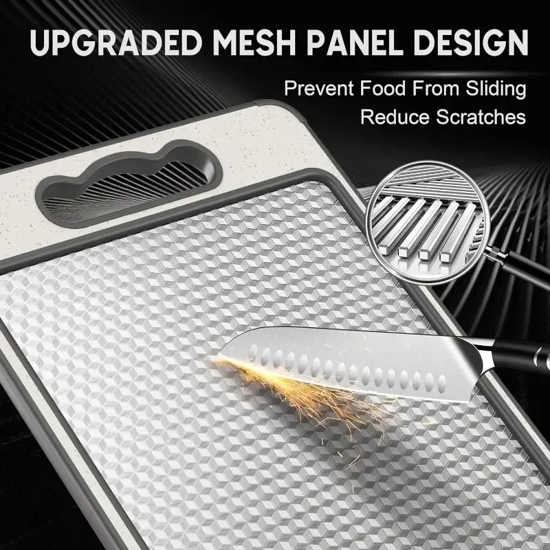New Stainless Steel Cutting Board Double Sided Chopping Board for Kitchen Scratch Resistant Anti-Slip Silicone Edges