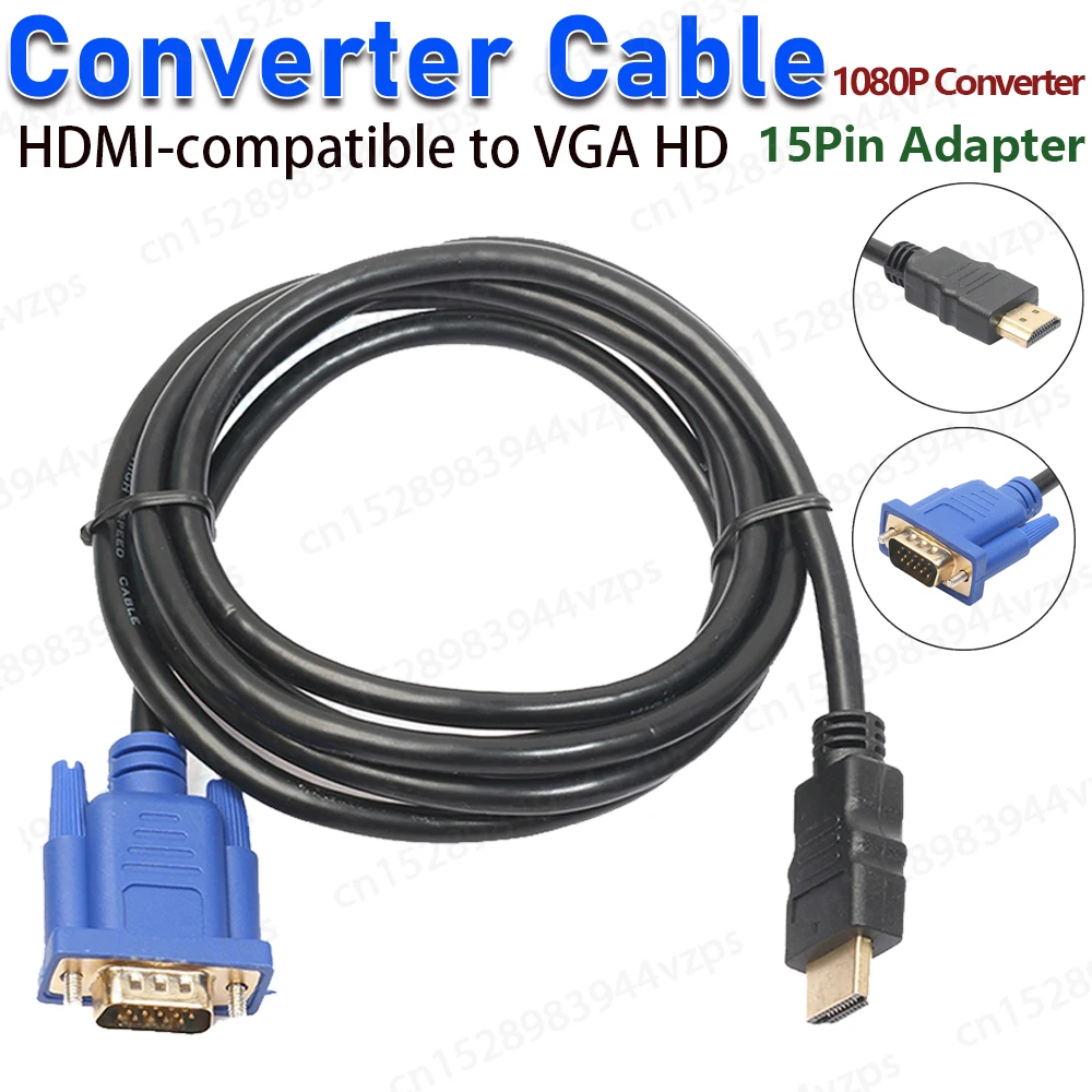 Convertisseur 1.8M HDMI Mâle à VGA Mâle 15 Pin 1080P