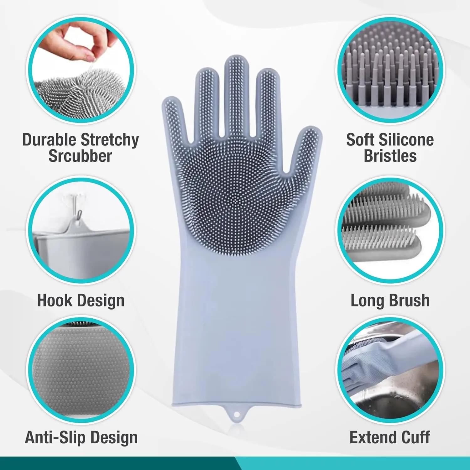 1 Pair of Multi-Function Silicone Cleaning Gloves Brush Pet Grooming Rubber Scrub Gloves To Enhance Pet Hygiene