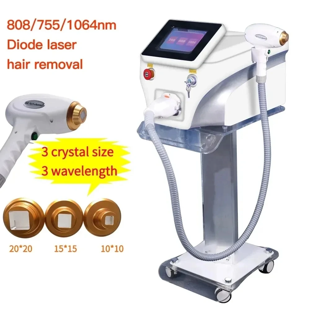 

Diode Laser 755 808 1064nm Multi Wavelengths Hair Removal Machine Cooling Head Painless Laser Epilator Face Body Hair Removal