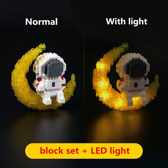 Micro Particle Building Blocks Creative Space Aerospace Glowing Astronaut Figure With Light DIY Bricks Set Toys For Kids Gift - Image 5