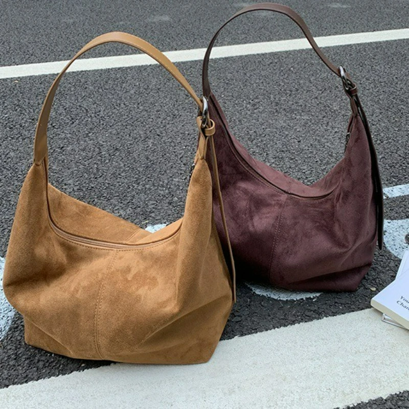 Nuova borsa tote in pelle scamosciata di grande capacità transfrontaliera Borsa a tracolla singola casual e versatile Borsa sotto le ascelle alla moda - immagine 4
