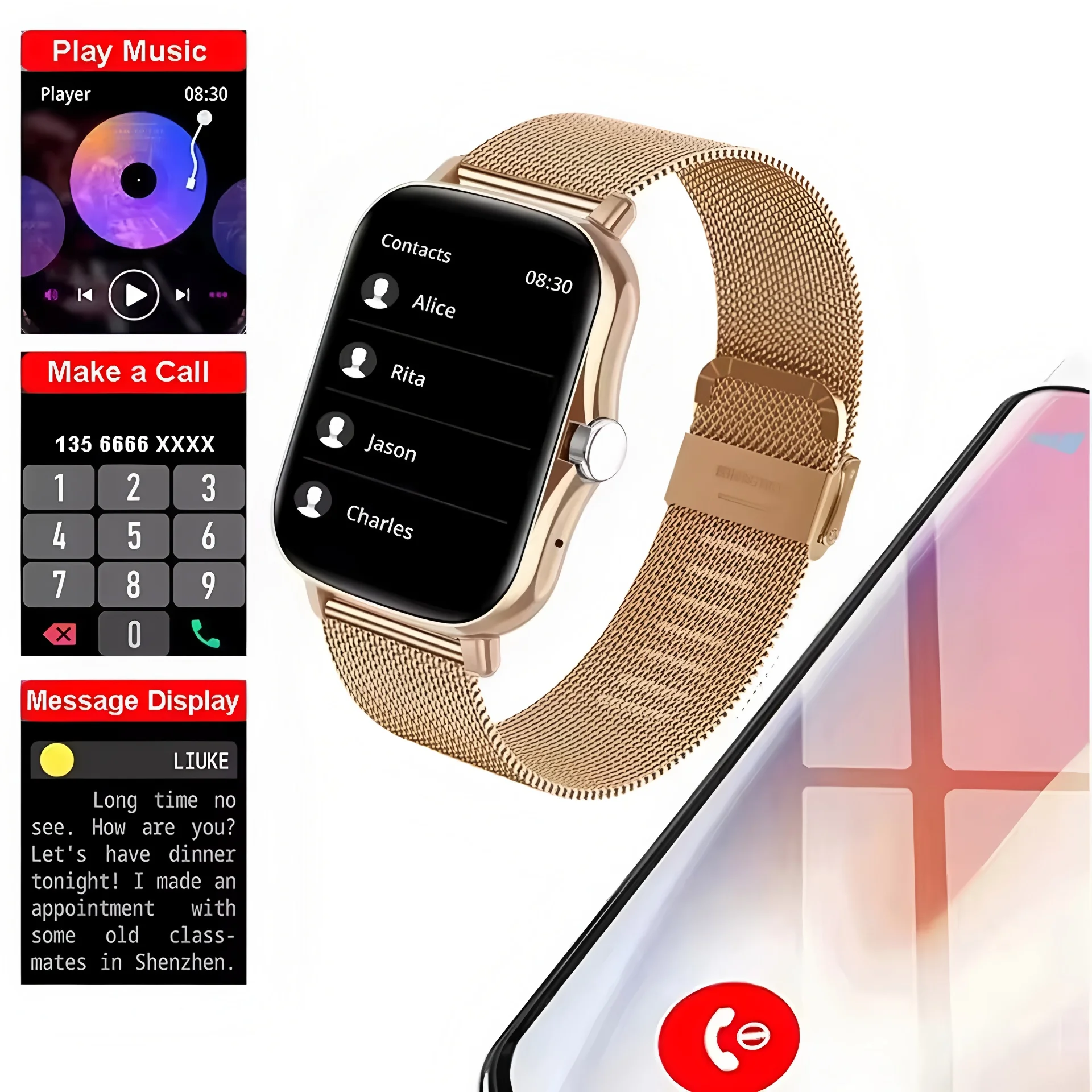 10050091741 Men Women SmartWatch 2.02 Amoled Call Heart Rate Blood Pressure Sport Fitness Waterproof Smart Watch for IOS Android 3