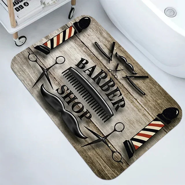 Barbershop Decoration Entrance Doormat Carpet for Living Room Decor Barber Bedroom Floor Mat Barbershop Welcome Mat Veranda Rugs