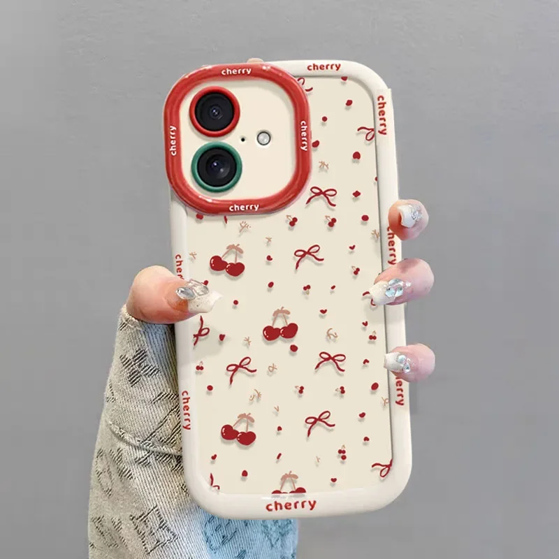 Flower Bow Y2K Red Cherry Design Phone Case Cover
