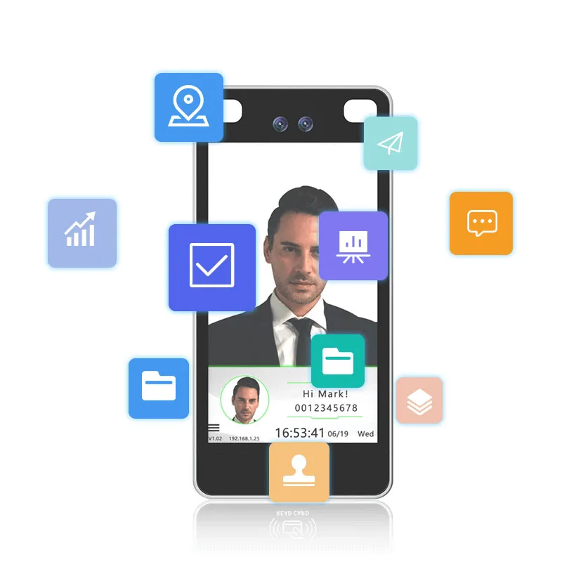 Metal TCP/IP Biometric Face Recognition Access Control Keypad Fingerprint Time Attendance Machine 5 Inch Full View HD Screen
