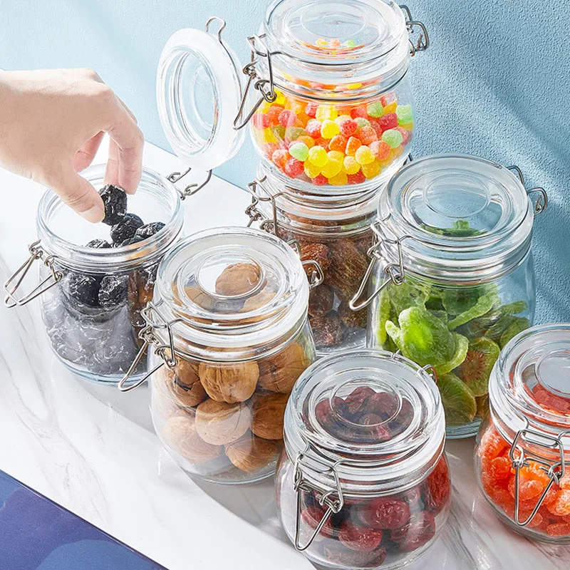 Sealed Glass Jars with Clip Lids, Honey Bottles, Snack Jars, Grain Storage Jars, Candy Jars, Stainless Steel Snap Seal Jars 3