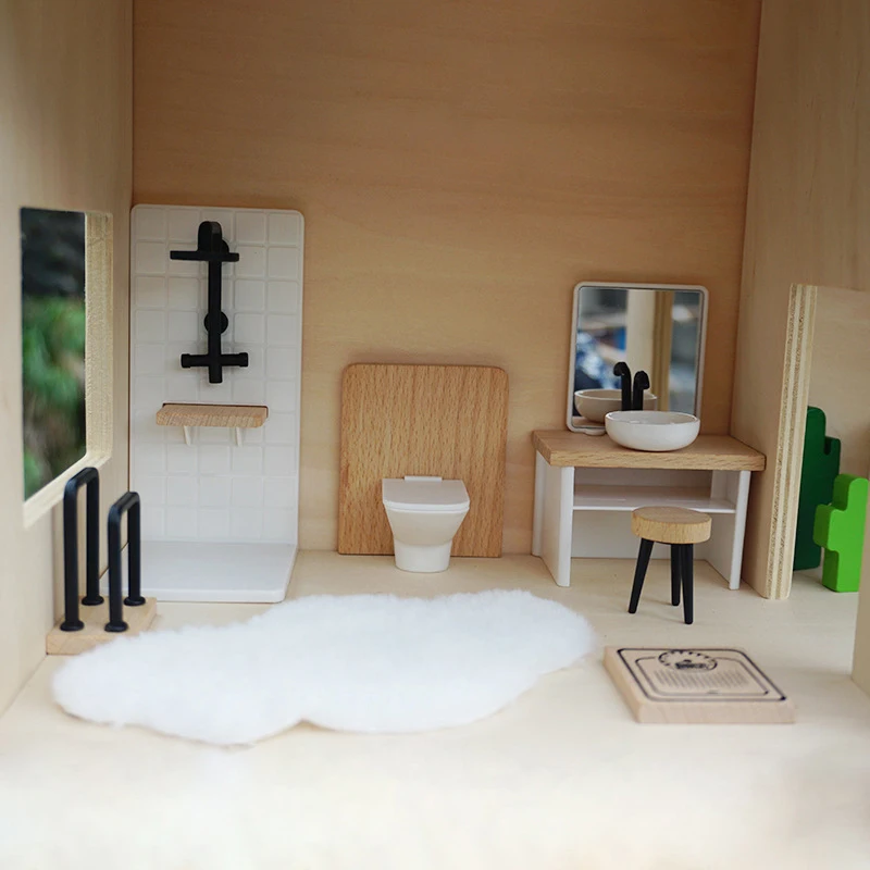 1/12 Dollhouse Simulation Washbasin Tub Toilet Model Dollhouse Bathroom Decor Dolls House Miniature Furniture Accessories 4
