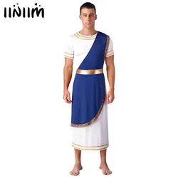 Mens Mythology Toga Rome Spartan Ancient Greek Retro Vintage Themed Shows Cosplay Outfit Short Sleeve Vintage Warrior Costumes