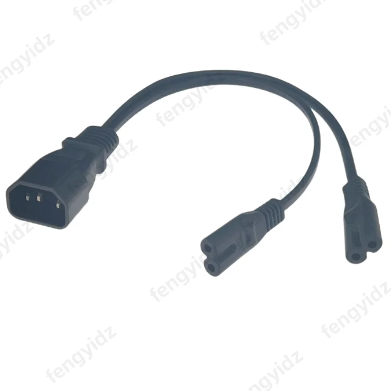 Fengyidz 30CM 전원 Y 형 분배기 어댑터 케이블 단일 IEC 320 C14 남성-C7 + C7 여성 짧은 코드 컴퓨터 호스트 디스플레이