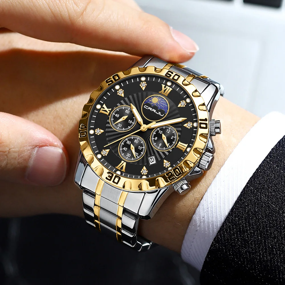 Orologio Uomo Cronografo Quarzo Acciaio - Impermeabile, Luminoso, Design Elegante