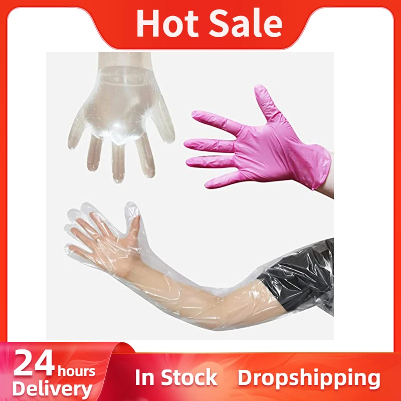 100PCS Pet dog Long Arm Disposable Gloves For Animals Delivery
