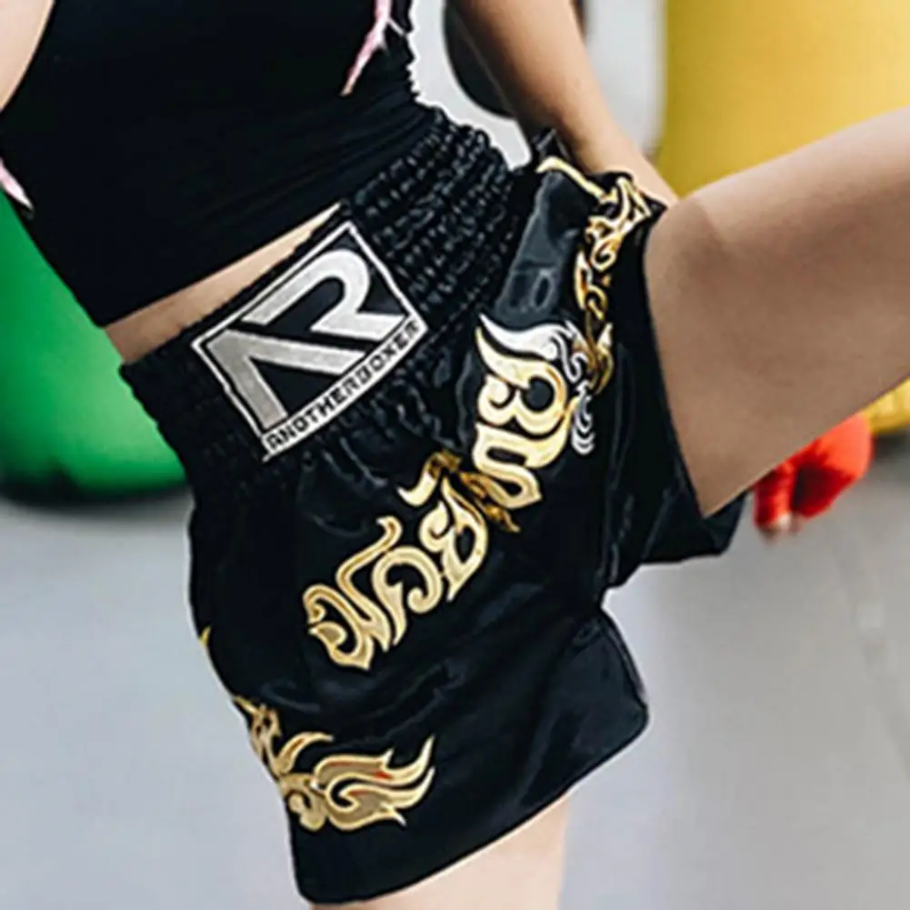 

Kickboxing Short Pants Polyester Boxing Shorts Wear-resistant Cord Design Letters Printed Boxing Shorts Fine Workmanship