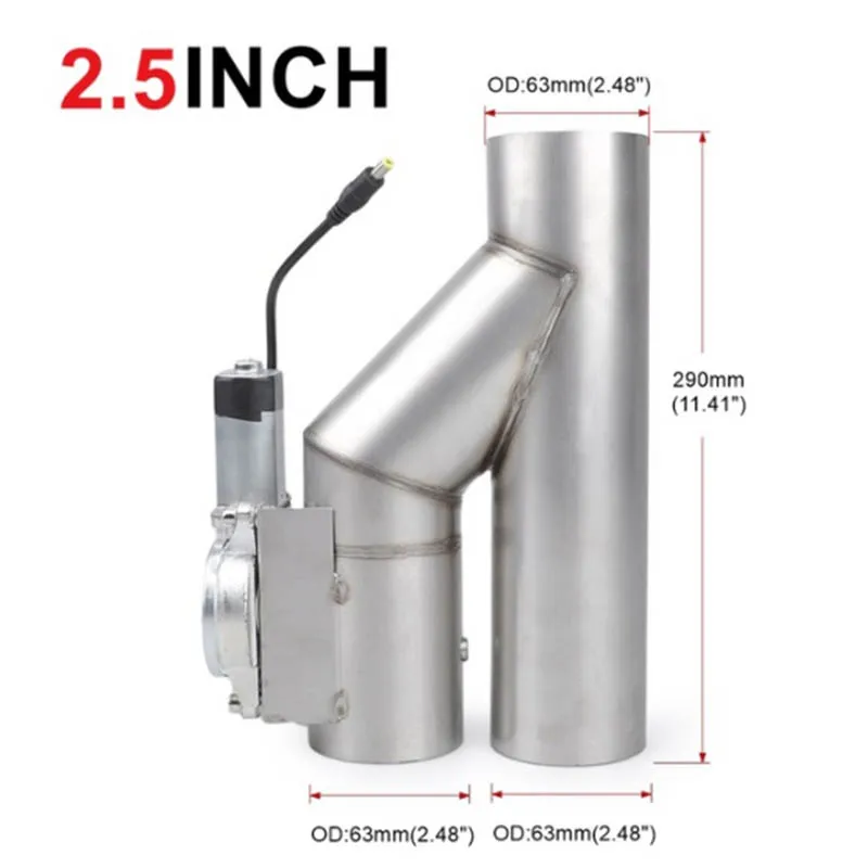 1Pc 2.5'' 3'' Stainless Steel Exhaust Piping Adjustable Y-shaped Pipe Electric Exhaust Cutout Single Valve Automotive Accessory