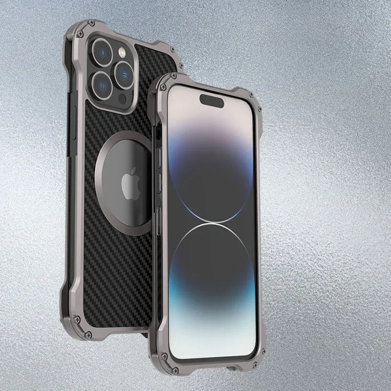 Premium Metal Bumper Carbon Fiber Case - Anti-Scratch & Shockproof Heavy Duty Cover