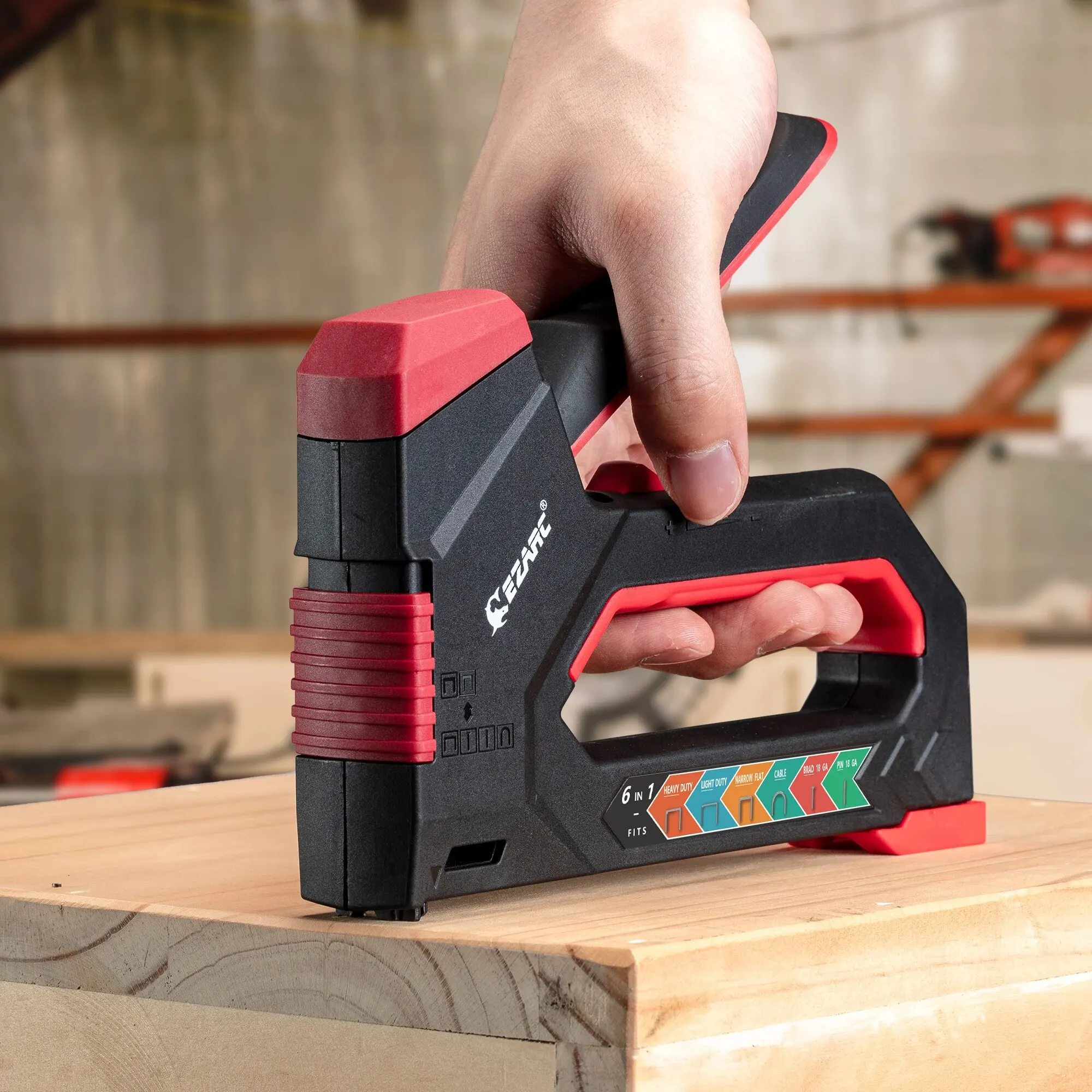EZARC 6-in-1 Heavy Duty Staple Gun for Fixing Material Manual Nail Gun With 6000 Count Staples for Carpentry & DIY Home Decor 6