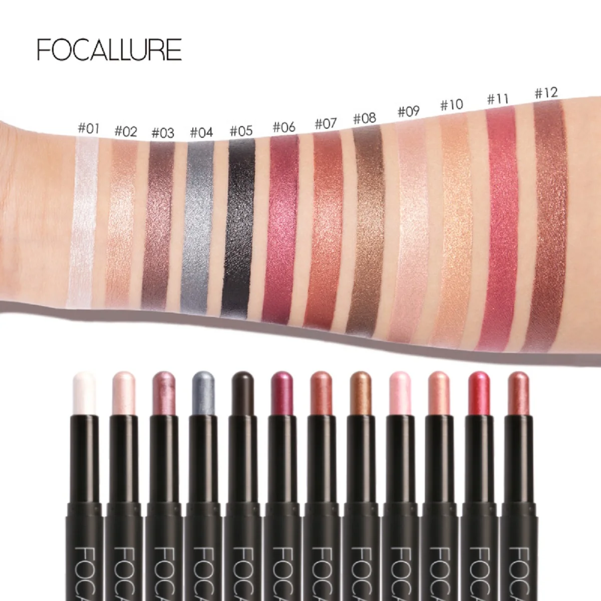 FOCALLURE 24 Colors Eyeshadow Stick Waterproof Eye Shadow Pen Eyes Highlighter Cream Pencil For Women Beauty Makeup Cosmetics