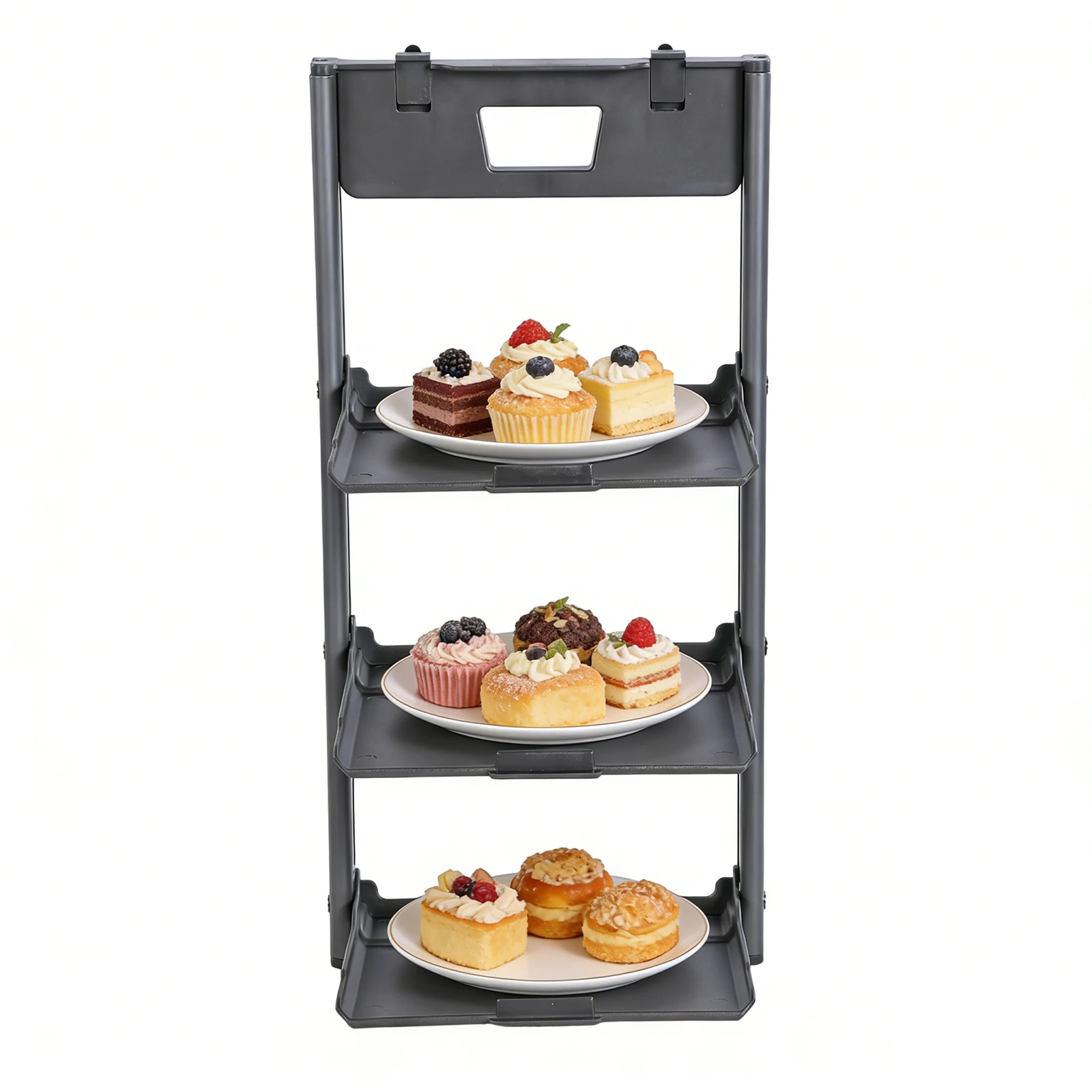 Foldable Kitchen Hot Pot Organizer Rack Wall Mounted 3 Tier Food Prep Shelf for Home Kitchen Countertop Ingredient Storage