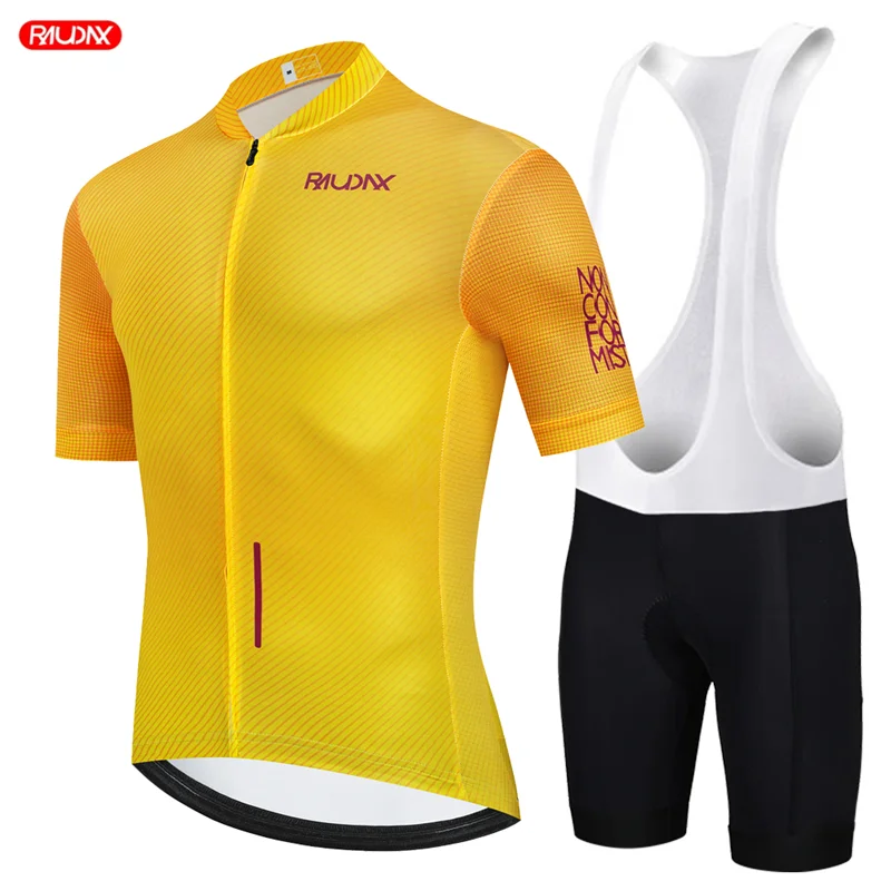 New Summer Men Short Sleeve Cycling Jersey Comfortable Breathable Mountain Race Cycling Team Suit RAUDAX Clothing