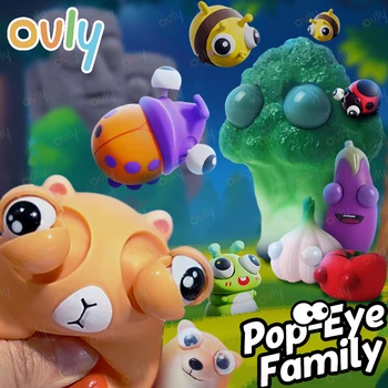 Novelty Stress Relief Toys with Pop Out Eyes Vegetables Kneading Slow Rebound Silicone Toys Autism ADHD Kawai Cute Squeeze Toys