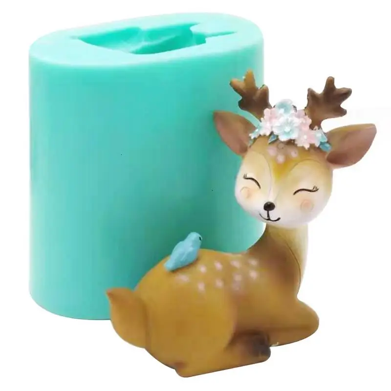 

Christmas Elk Silicone Mold Soap Candle Mold Cute Animal Fondant Chocolate Cake Candy Mold Sika Deer Silicone Mold For DIY