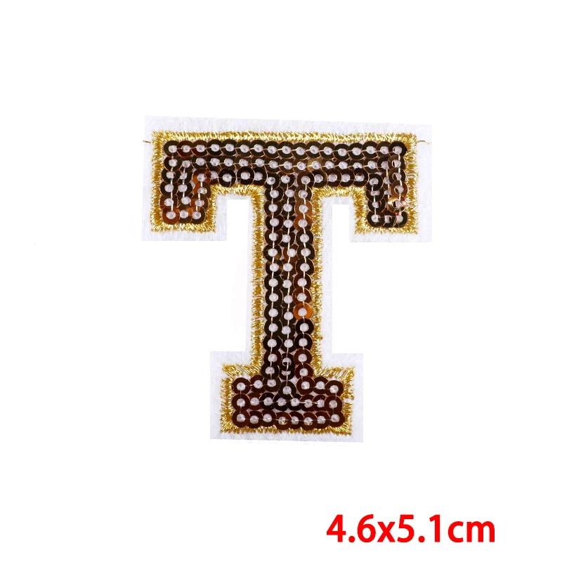 26 englisch Buchstaben Patch Goldenen brief stickerei Patch Brief Eisen Auf Patches Für Kleidung Gold Rand Chenille Patch Abzeichen DIY – Detail 22
