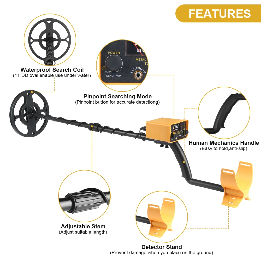 TC 200 Professional Metal Detector Underground Gold Detector High Accuracy Metal Finder Waterproof Search Coil Seeker