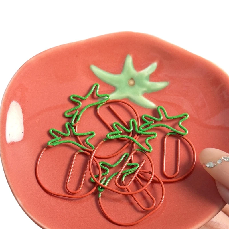 Red Retro Japanese Paper Clip 5pcs/set Tomato Strawberry Cherry Scrapbook Paper Clip Book Page Memo Fixed Clips Student Supplies paper clips