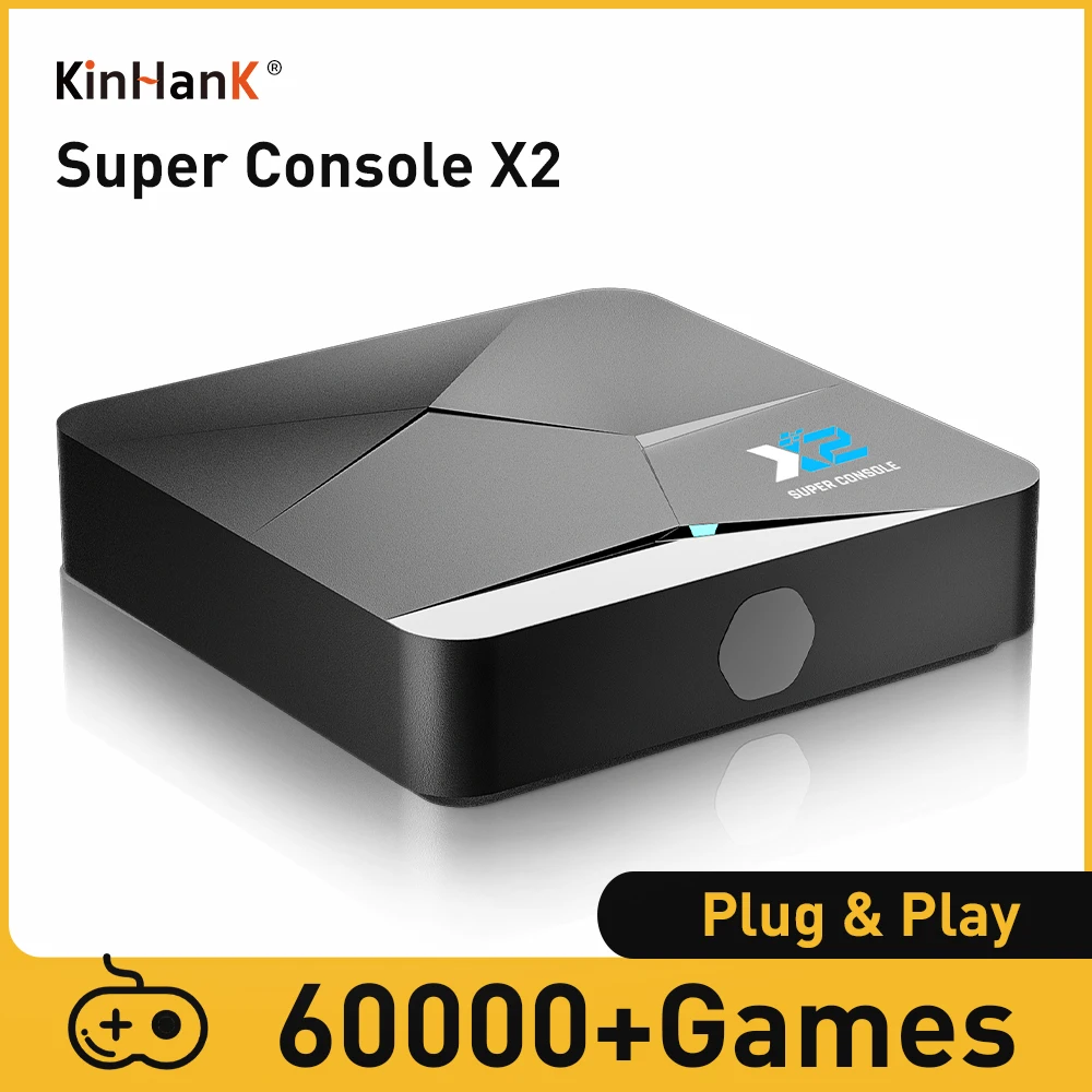 KINHANK Super Console X2 60000 Game Retro Game Console Suppport NAOMI/SS/DC/MAME Gift for Kid with Gamepad Player HD Output