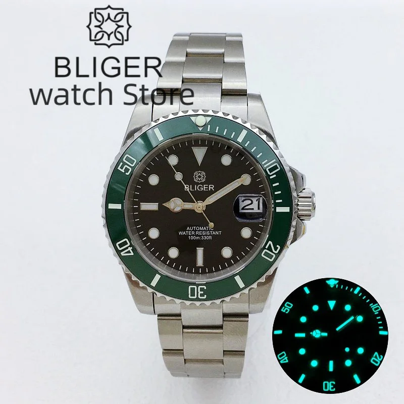 Mechanical Watch Diver Watch 40mm Diving Watch NH35 PT5000 Automatic Men's Watch Ceramic Luminous Bezel Sapphire Glass Stainless Steel Bracelet