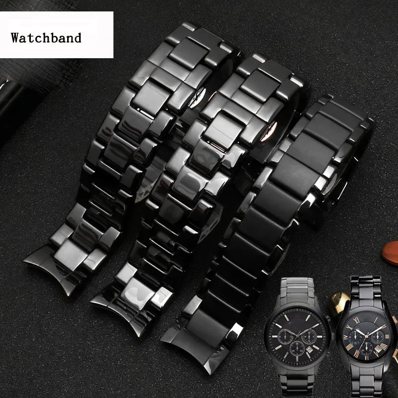 Premium Ceramic Watch Strap with Stainless Steel Butterfly Clasp, High Quality, Available in 22mm and 24mm Sizes