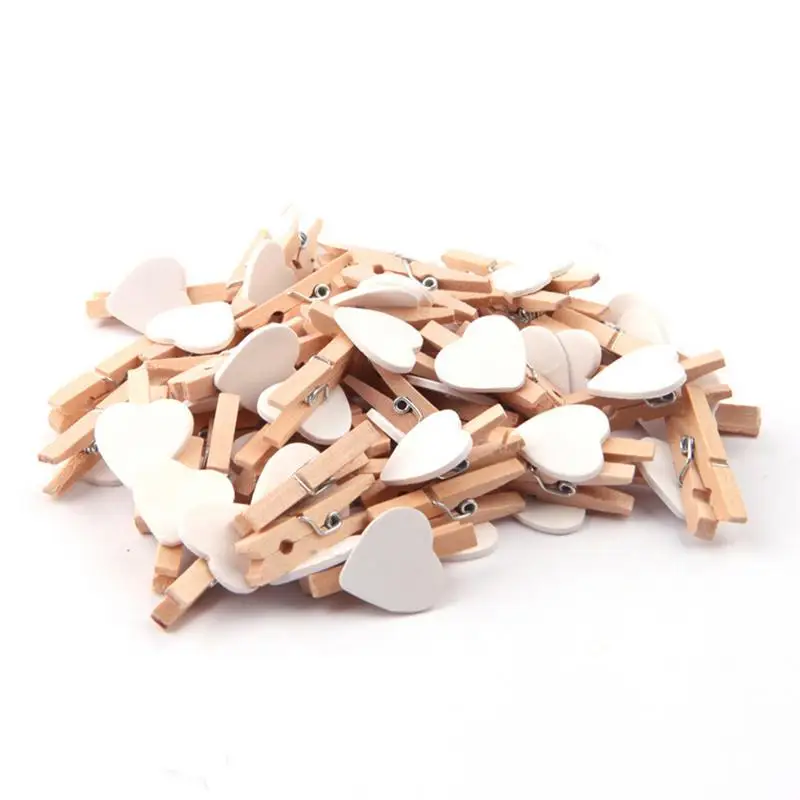 

Mini Wooden Heart Clothespins 50pcs Cute Clothes Pins Laundry 3cm Color Love Clip For Home Decoration Photo Display Crafts