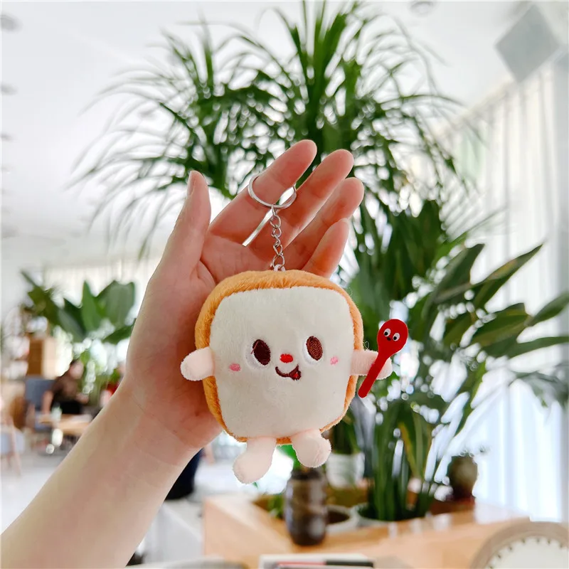 5 PCs Set Creative New French Fries Burger Hanging Bag Couple Plush Hanging Decoration Girl Heart Car Keychain Little Doll