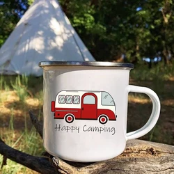 Camper Enamel Travel Mug - Handmade Creative Coffee and Tea Cup with Handle - 360ML (XH2367)