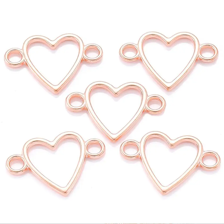 100pcs 23*16mm Antique Silver Color Hollow Heart Connector Charms For Jewelry Making DIY Jewelry Findings F0547