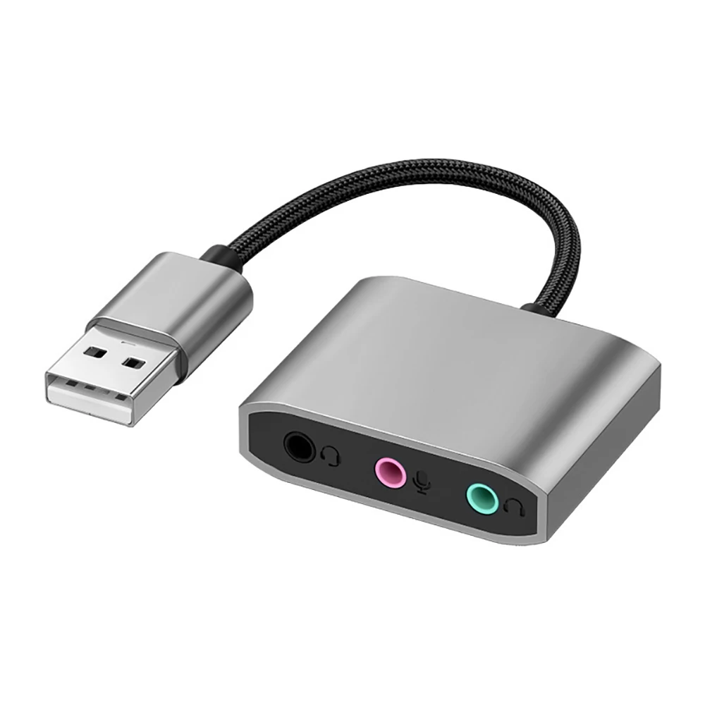 3 IN 1 외장 USB 사운드 카드 USB-오디오 잭 3.5mm 케이블 어댑터 3포트 HIFI 사운드 마이크 스피커 헤드셋 PC 노트북용