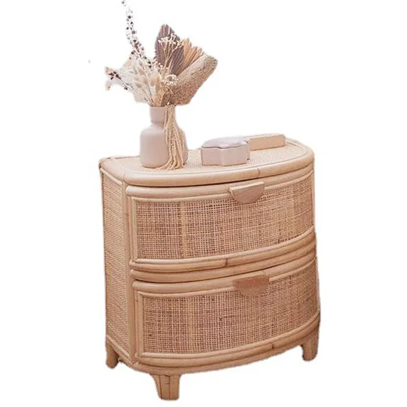 

Bedside table Japanese rattan retro simple lockers Bedroom mini small cabinet bedside storage cabinet