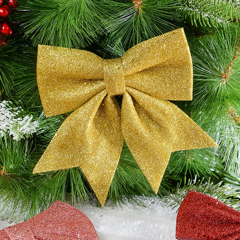 

1Pc 21cm Gold Christmas Bow Glitter Bowknot For Xmas Tree Ornament Christmas Decoration Home New Year Gift Navidad Decor