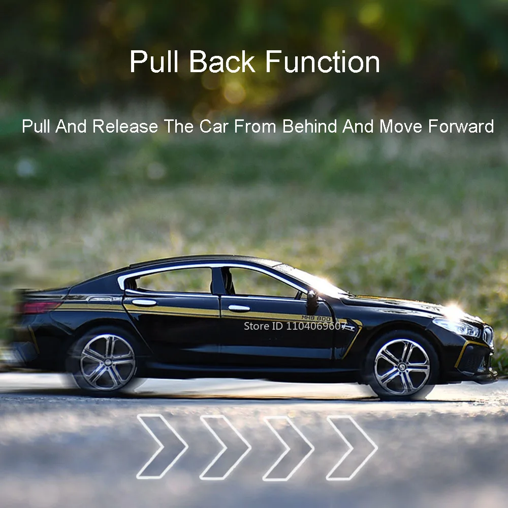1:32 Scale BMW M8 MANHART Toy Car Model Metal Diecast Doors Opened Pull Back Simulation Vehicle Models Decoration Kids Gift Boy 4